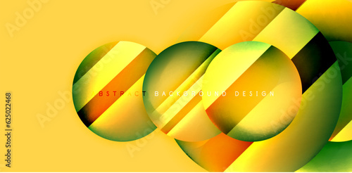 Colorful shiny and glossy circles abstract composition with light and shadow effects, geometric vector abstract background