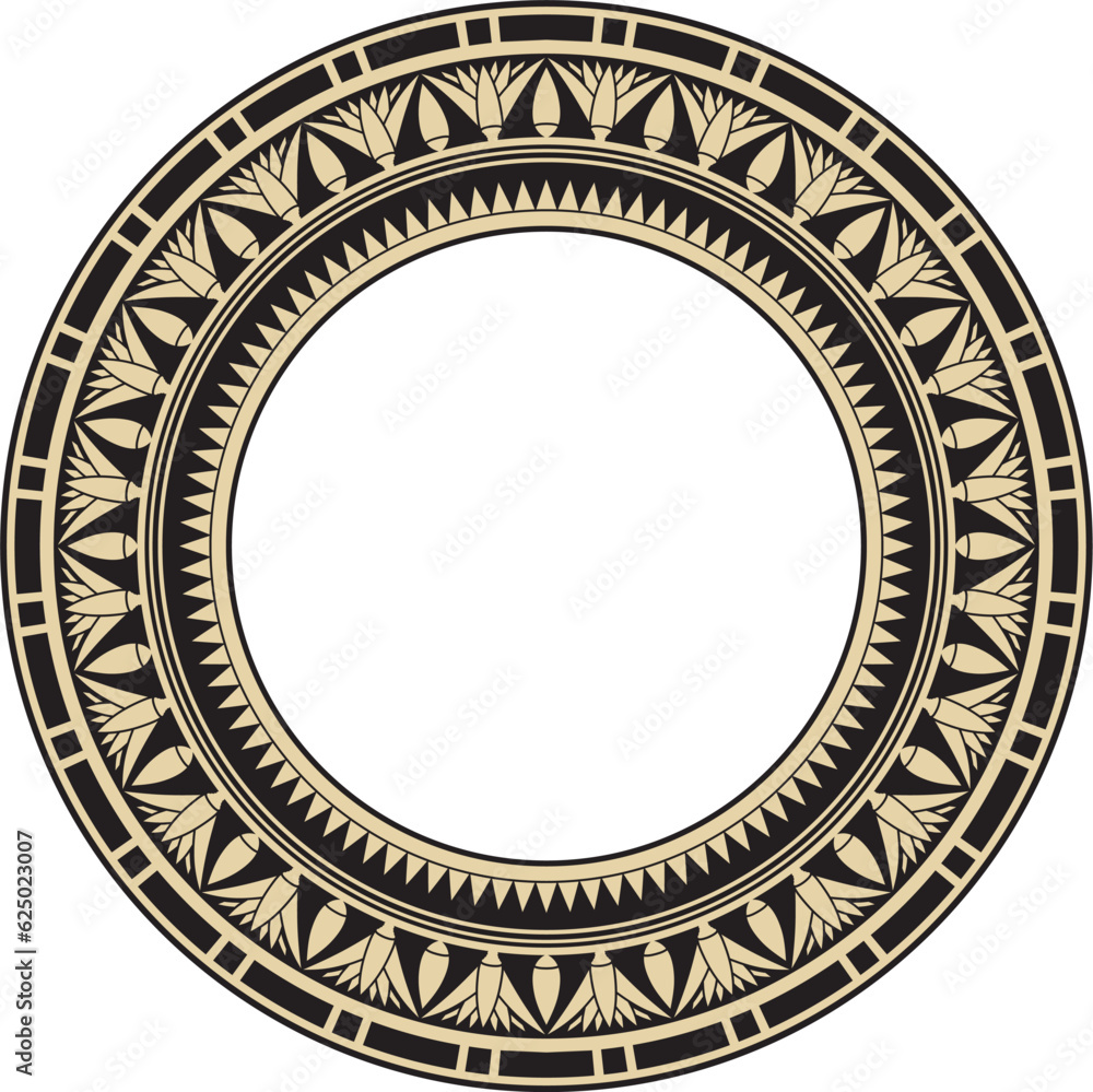 Fototapeta premium Vector ancient gold and black Egyptian round ornament. Endless national ethnic border, frame, ring..