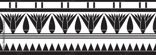 Vector ancient black monochrome Egyptian seamless ornament. Endless national ethnic border, frame..