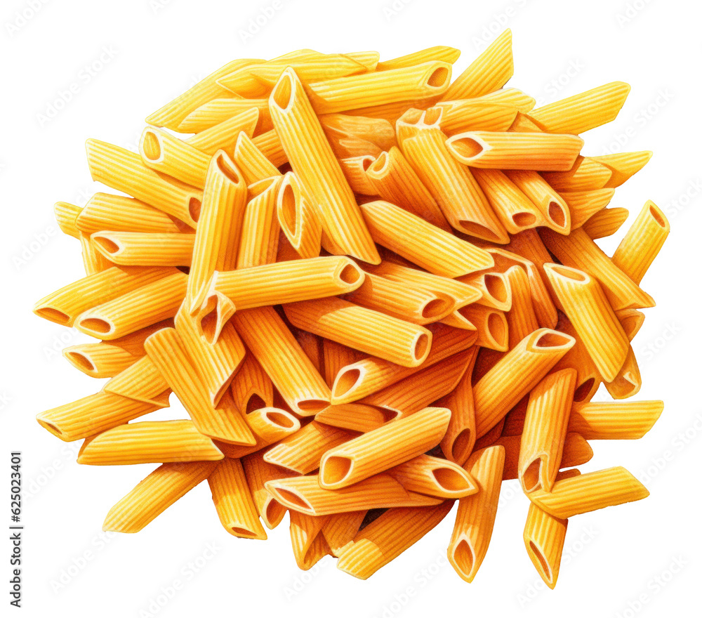 Watercolor of penne pasta isolated. Watercolor of penne pasta isolated.
