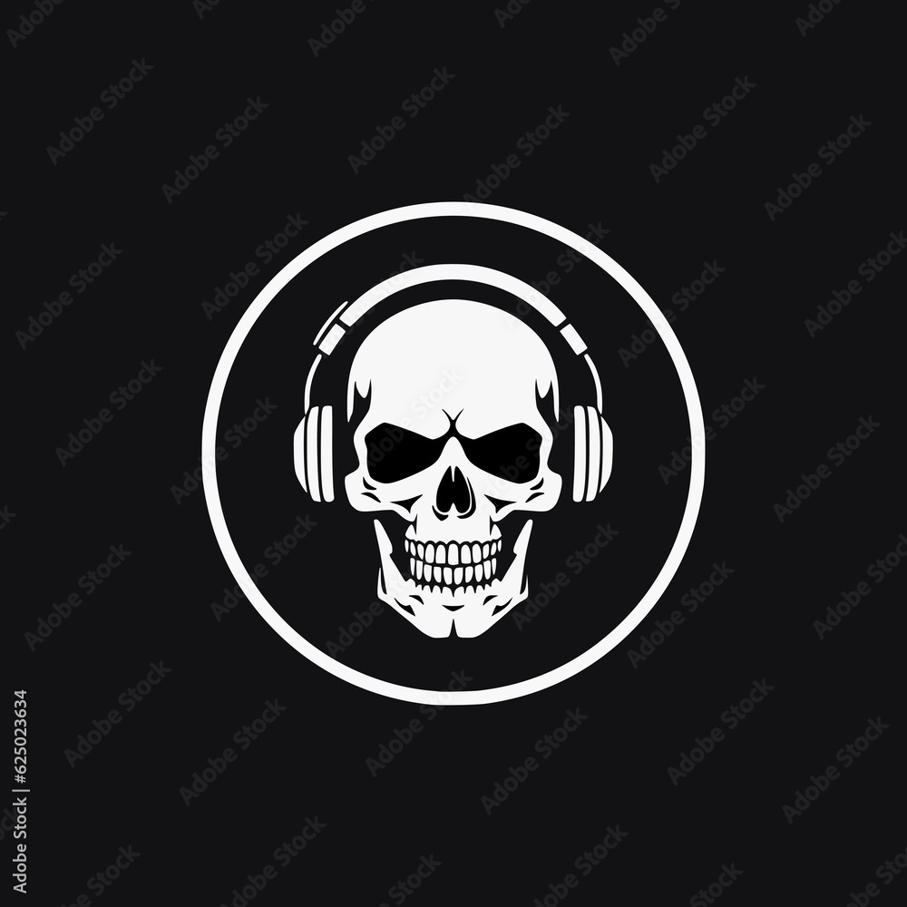 simple skull headphone podcast media logo vector illustration template design simple skull headphone podcast media logo vector illustration template design