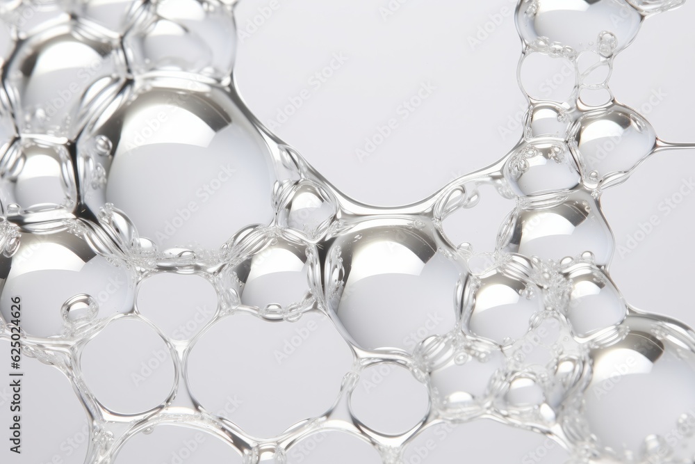 Close-up of white transparent drops liquid bubbles molecules. Close-up of white transparent drops liquid bubbles molecules.
