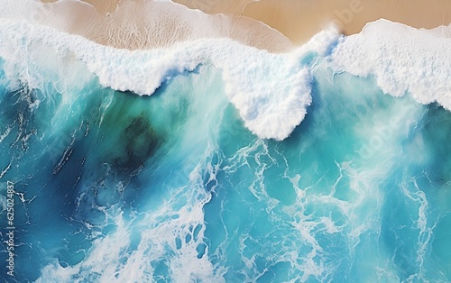 Symphony of Nature's Power: Aerial View of a Majestic Wave Crashing Ashore, Generative Ai