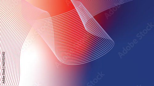 blue white red flag abstract tech wavy lines background 
