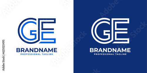 Letter GE Line Monogram Logo, suitable for business with GE or EG initials.