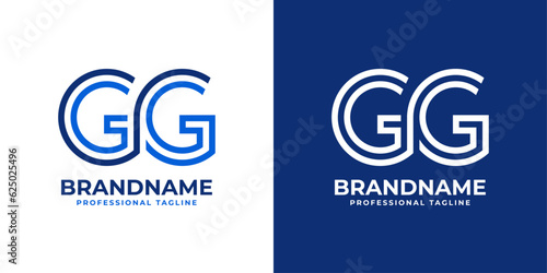 Letter GG Line Monogram Logo, suitable for any business with GG initials.