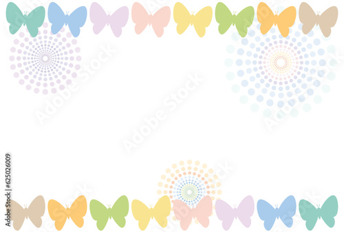 パステルカラーの蝶々と水玉