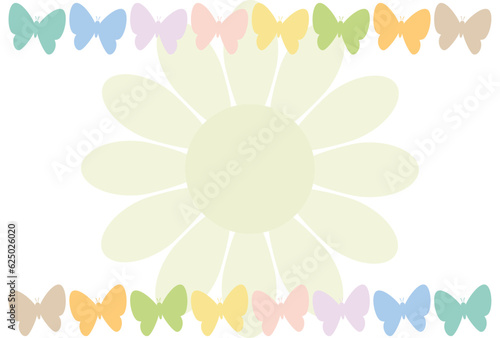 綺麗なパステルカラーの蝶々と花