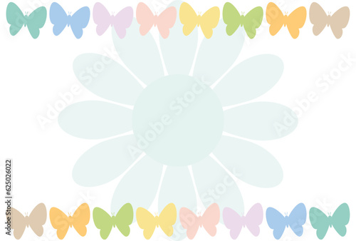 綺麗なパステルカラーの蝶々と花