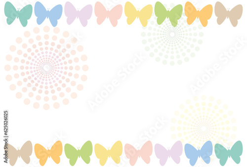パステルカラーの蝶々と水玉