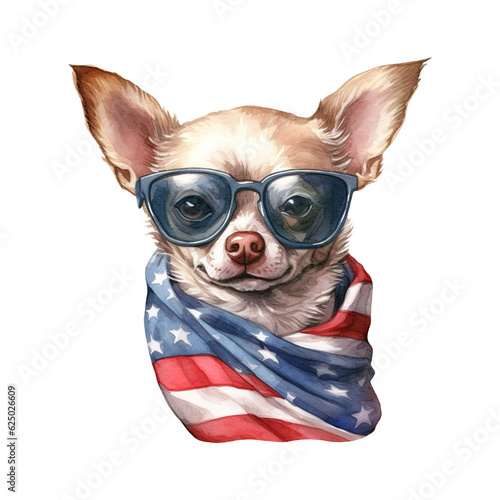 Chihuahua Wearing American Flag Scarf © Fomo Creative