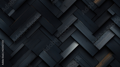Fototapeta Naklejka Na Ścianę i Meble -  Modern Black Tan Planks Wall, AI generated