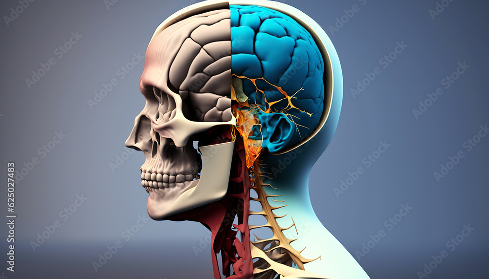 ai generated illustration of anatomy of circulatory system and nervous ...