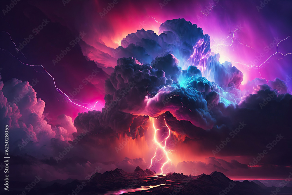 ai generated illustration Sky with thunderous clouds.