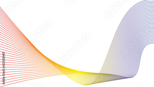 red yellow blue tech wavy lines gradient background isolated