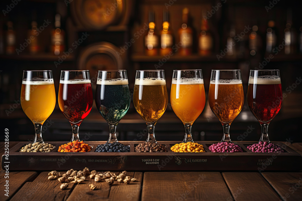 Glass beer on wood background with copy space Glass beer on wood background with copy space
