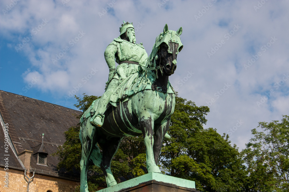 Equestrian statue of Frederick I Barbarossa at The Imperial Palace of Goslar (Kaiserpfalz) Goslar Lower Saxony (in german Niedersachsen) Germany
