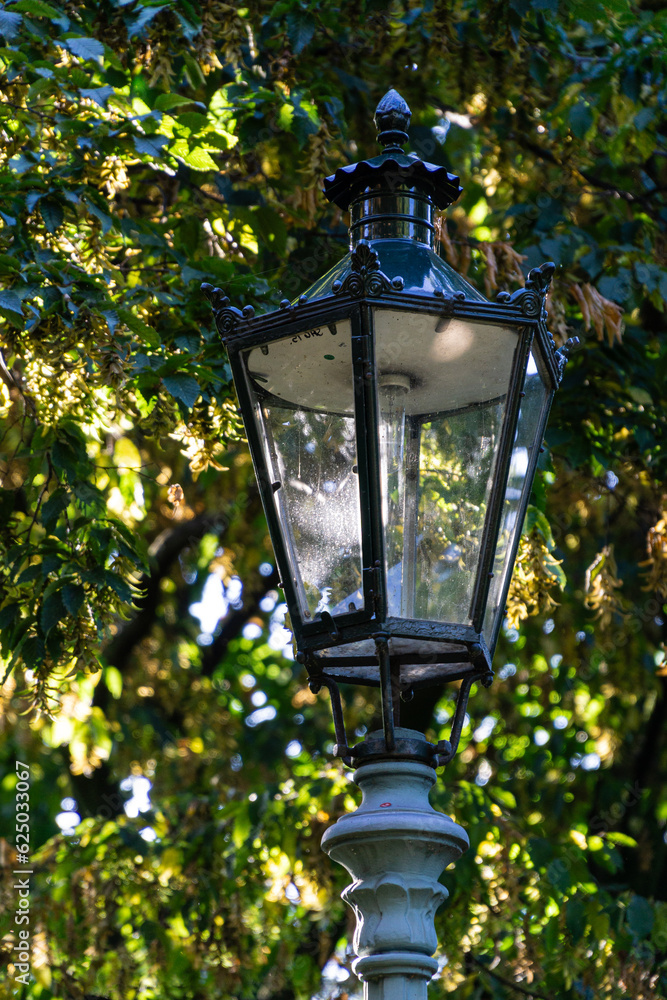 Old dirty lantern in park