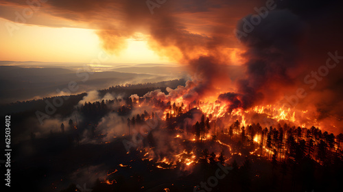 Fiery Desolation: Aerial Shots of a Massive Forest Fire © alimurat