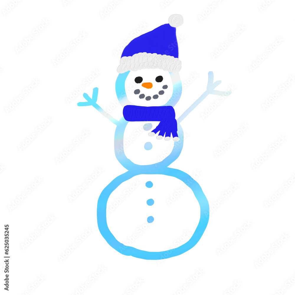 Snowman with blue hat