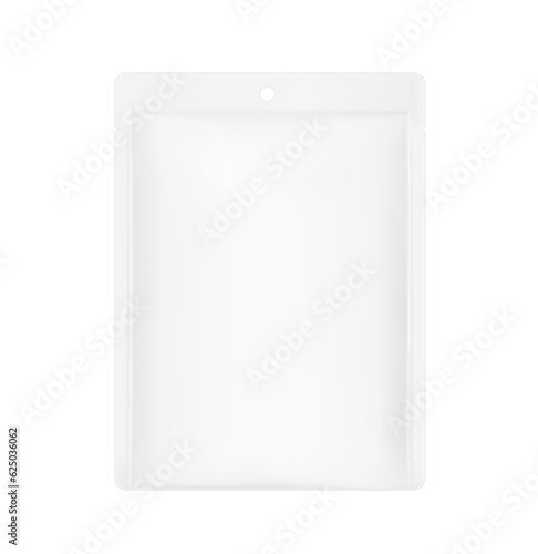 Realistic pouch bag mockup with round hole. Vector illustration isolated on white background. Front view. Can be use for template your design, presentation, promo, ad. EPS10.