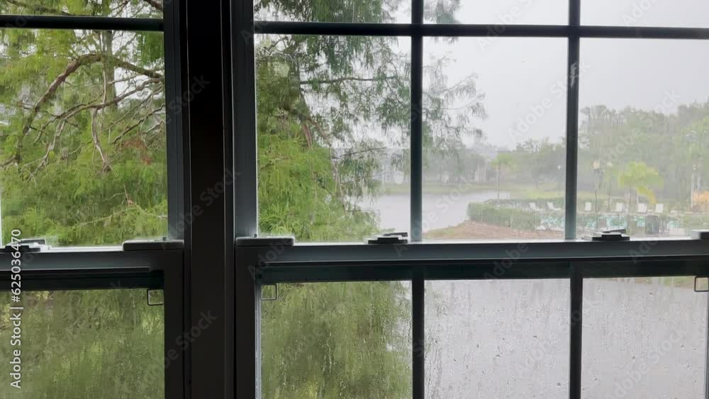 Looking through window during tropical storm Looking through window during tropical storm