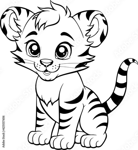 Cute tiger cartoon coloring page