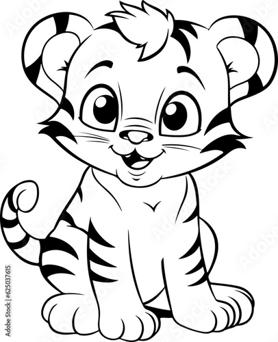 Cute tiger cartoon coloring page