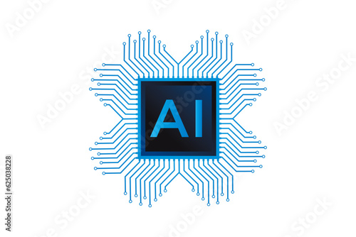 AI processor vector icon for websites. computing processor board chip mini AI CPU icon in abstract style 