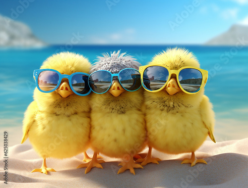 Animal bird chick sunglasses small background farming poultry young chicken little yellow