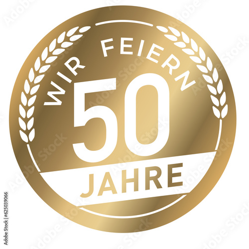 Button Wir feiern 50 Jahre Gold
