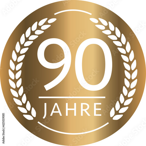 Button 90 Jahre Gold
