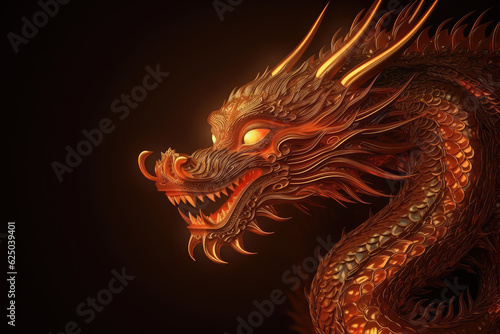 Fantasy Chinese dragon background for new year lunar 2024, generative AI © Kien
