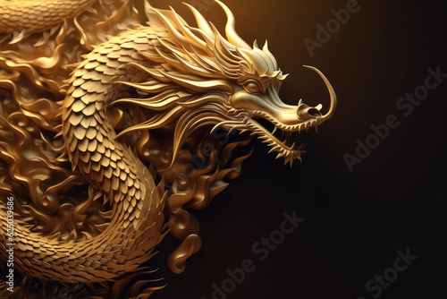  Fantasy Chinese dragon background for new year lunar 2024  generative AI