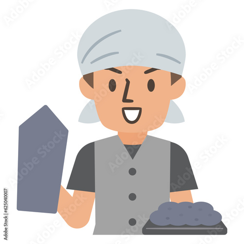左官職人の男性のイラスト