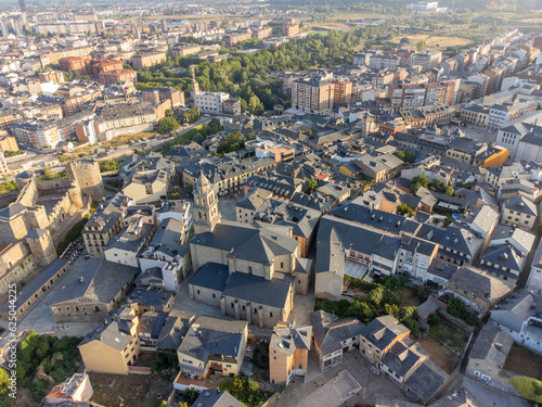 Obraz na płótnie Aerial Morning View of Ponferrada, Spain w salonie
