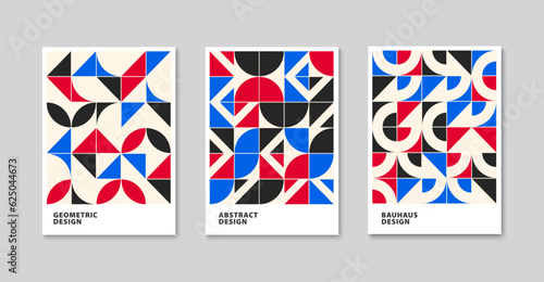Bauhaus geometric pattern design. Trendy bauhaus cover template. Modern geometric shape poster design. Vector illustration