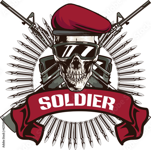 Vector illustration of Skull army badge