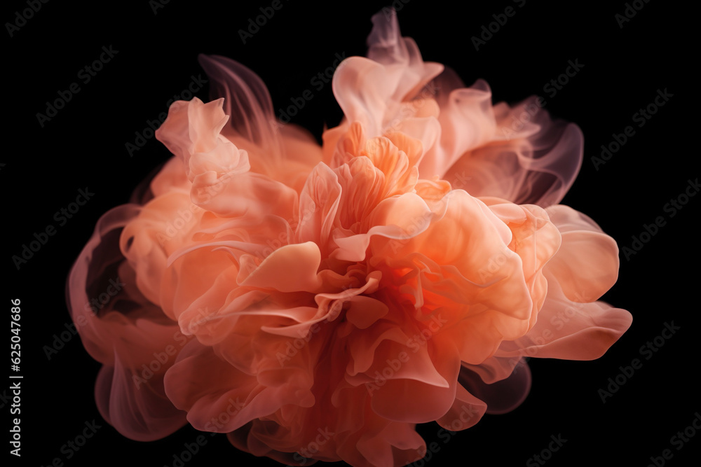 essential blend of tangerine and rose blush isolated on black background, AI generated essential blend of tangerine and rose blush isolated on black background, AI generated