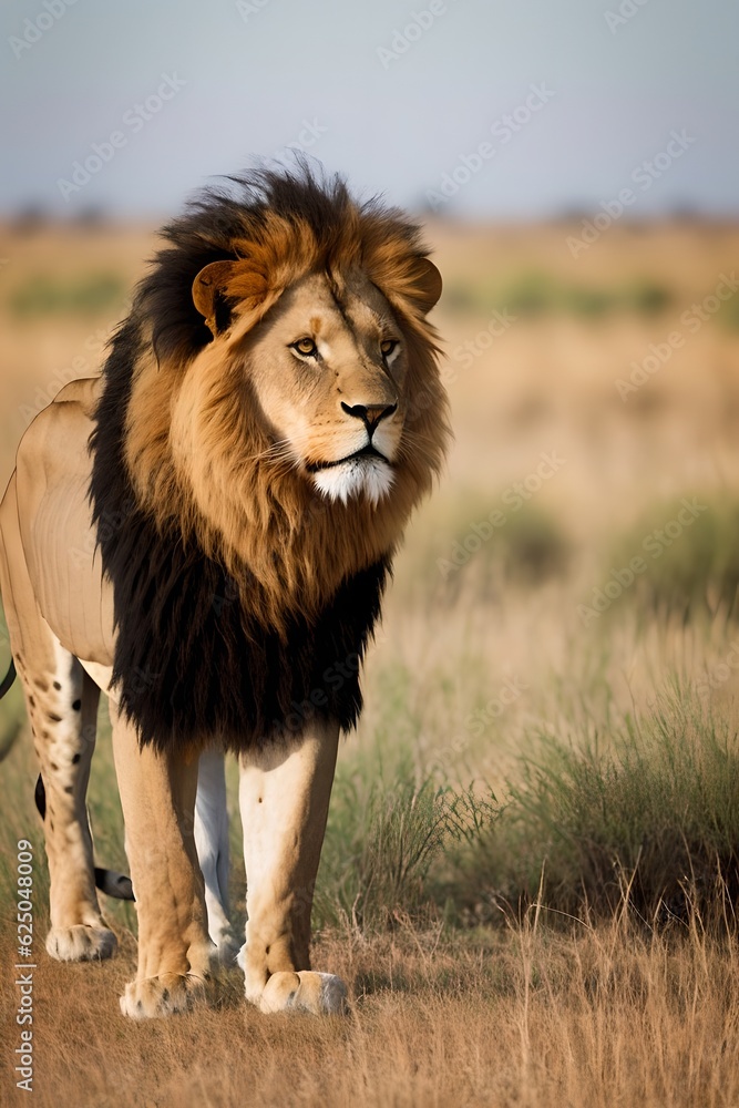 a wildlife lion in the savannah