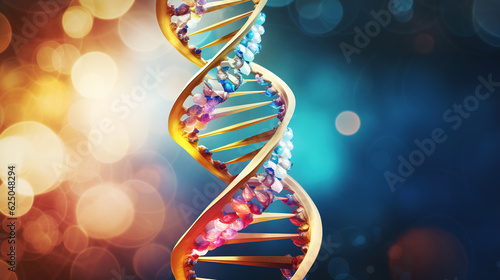 Colorful DNA helix structure. Biology science background