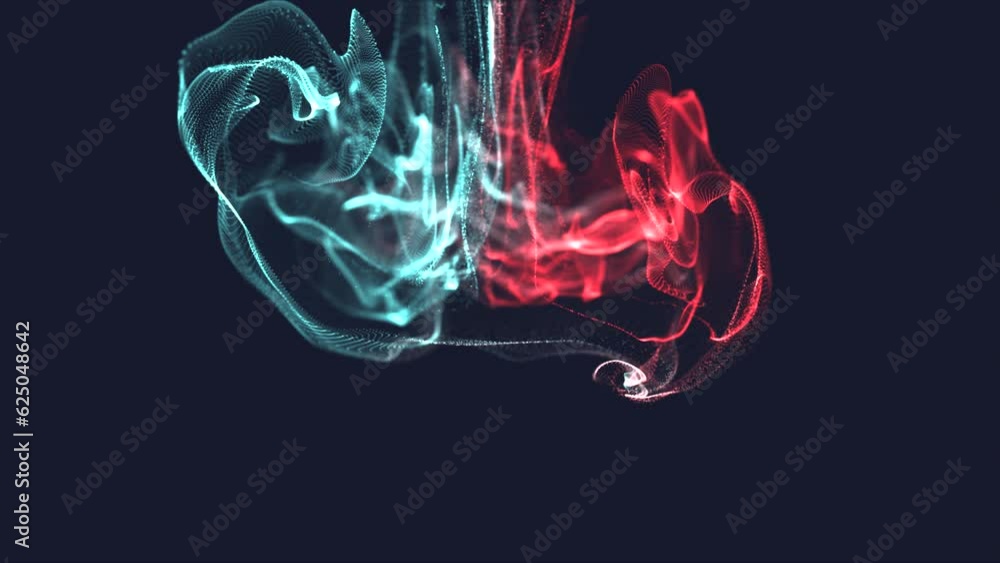 Abstract fluid with blue and red marks, moving smoothly in space, abstract background and fluid animation Abstract fluid with blue and red marks, moving smoothly in space, abstract background and fluid animation