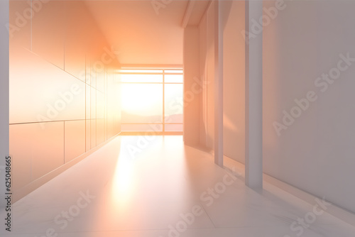 3d rendering, a clean white wall background, sunset lighting. Generative AI