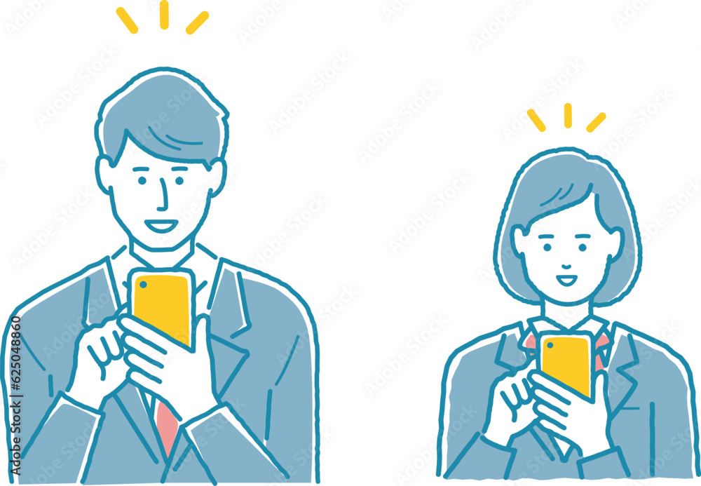 スマホを操作している高校生　男女