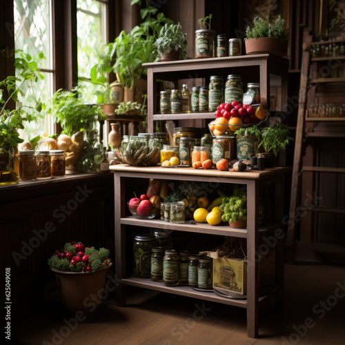 pantry with orchard scenery 