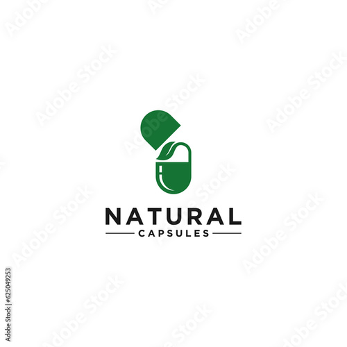 natural capsule logo template in white background