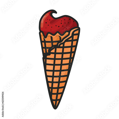 Waffle with bubble vector icon.Color vector icon isolated on white background waffle with bubble.
