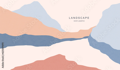 Modern landscape in a minimalist style. Contemporary aesthetic poster. Vector poster