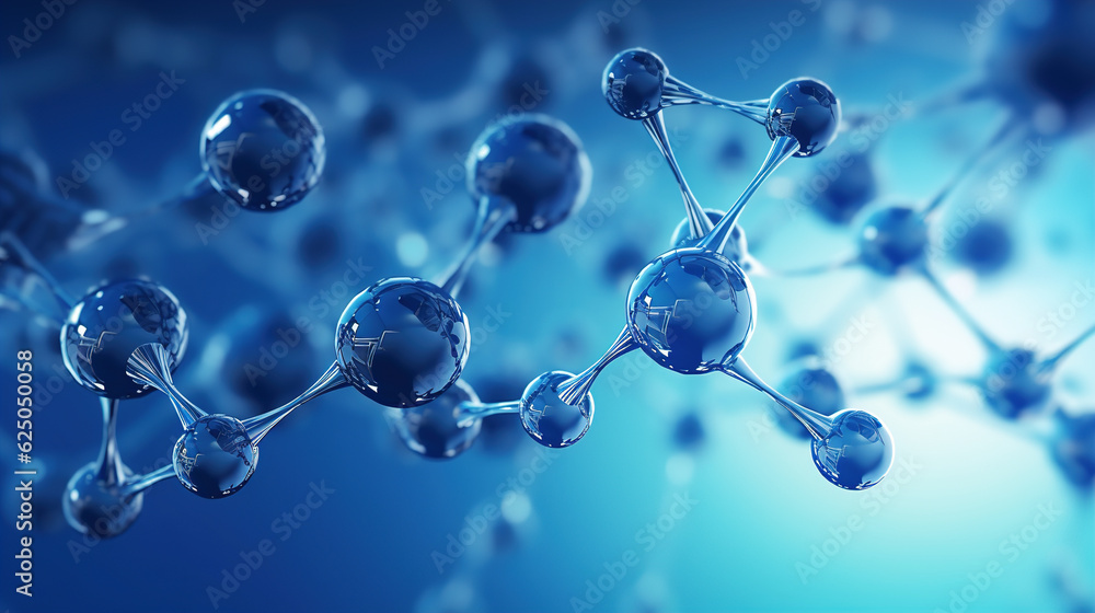 Cell structure, molecules of water. Blue bubbles molecule abstract background. Biology or chemistry background Cell structure, molecules of water. Blue bubbles molecule abstract background. Biology or chemistry background