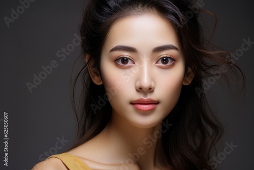 beautiful Asian women use Facial for fresh skin, feeling fresh and clean, beautiful, and isolated on gray background